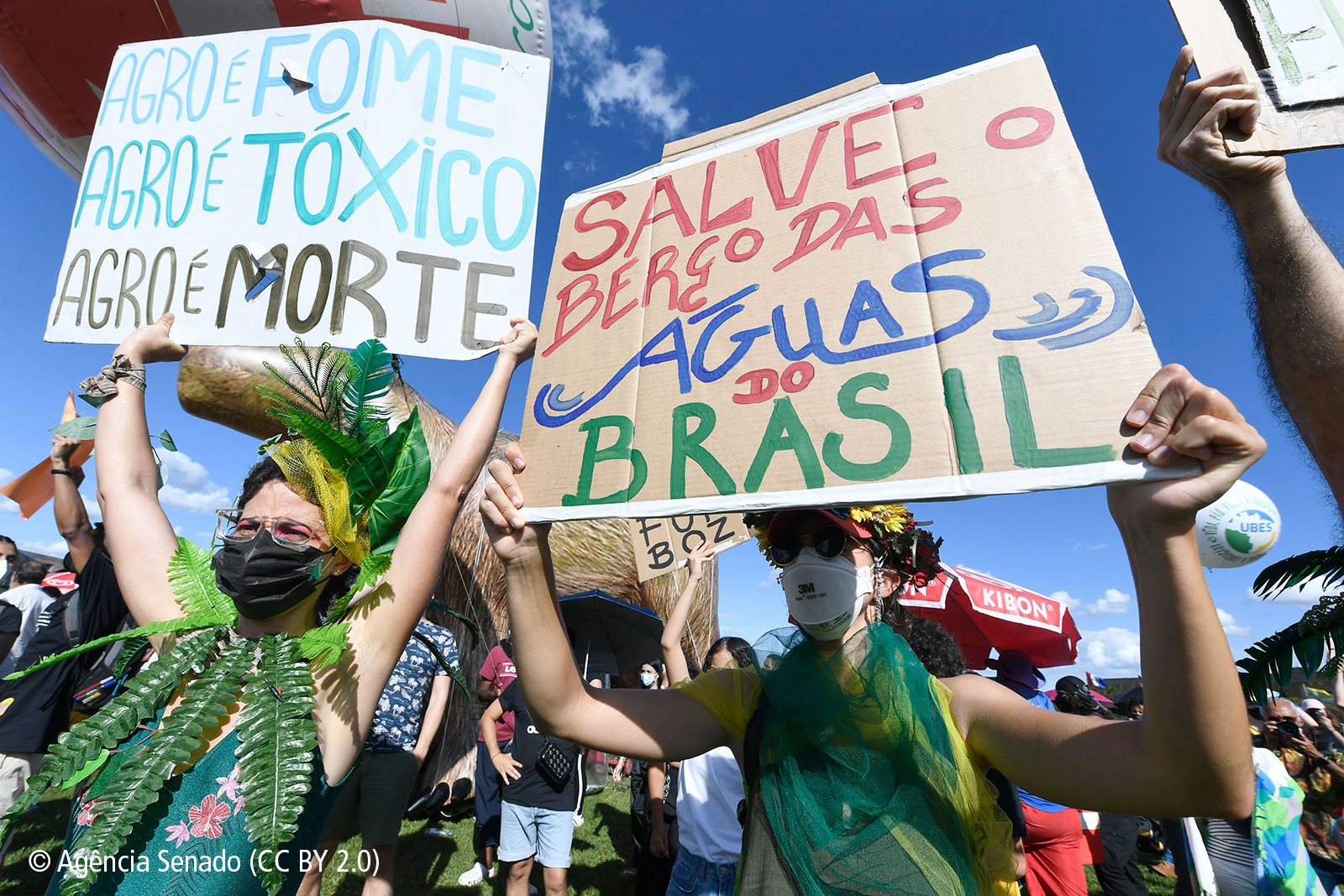 Mehr Kooperation mit der Landlosenbewegung: Protest gegen die Zerstörung der Umwelt am 9. März 2022 in Brasilia
