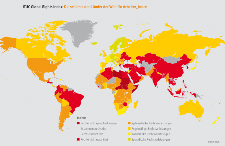 Globaler Rechtsindex Bewertung je Land auf Weltkarte