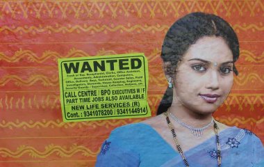 Werbeplakat für die Suche nach Mitarbeiter*innen in der BPO-Branche in Bangalore, Indien